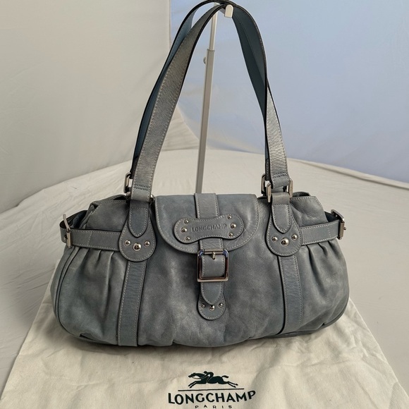 Longchamp Handbags - Longchamp Idole light blue leather vintage satchel bag